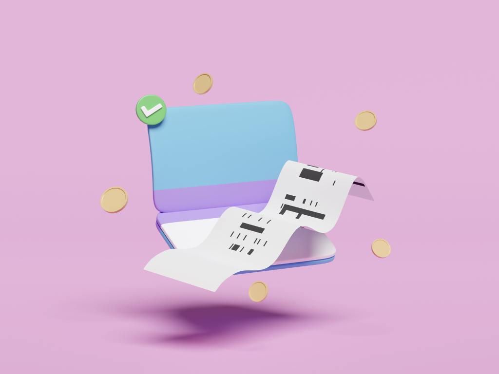 ilustração de computador e conta