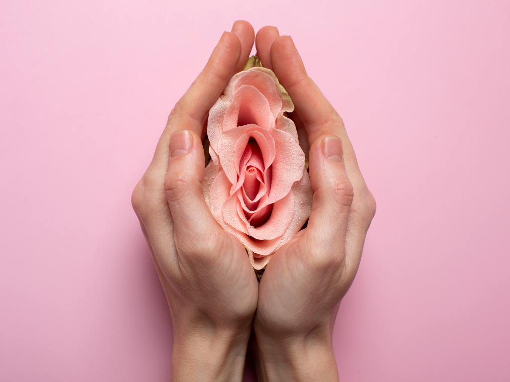 Representação de vulva com flor